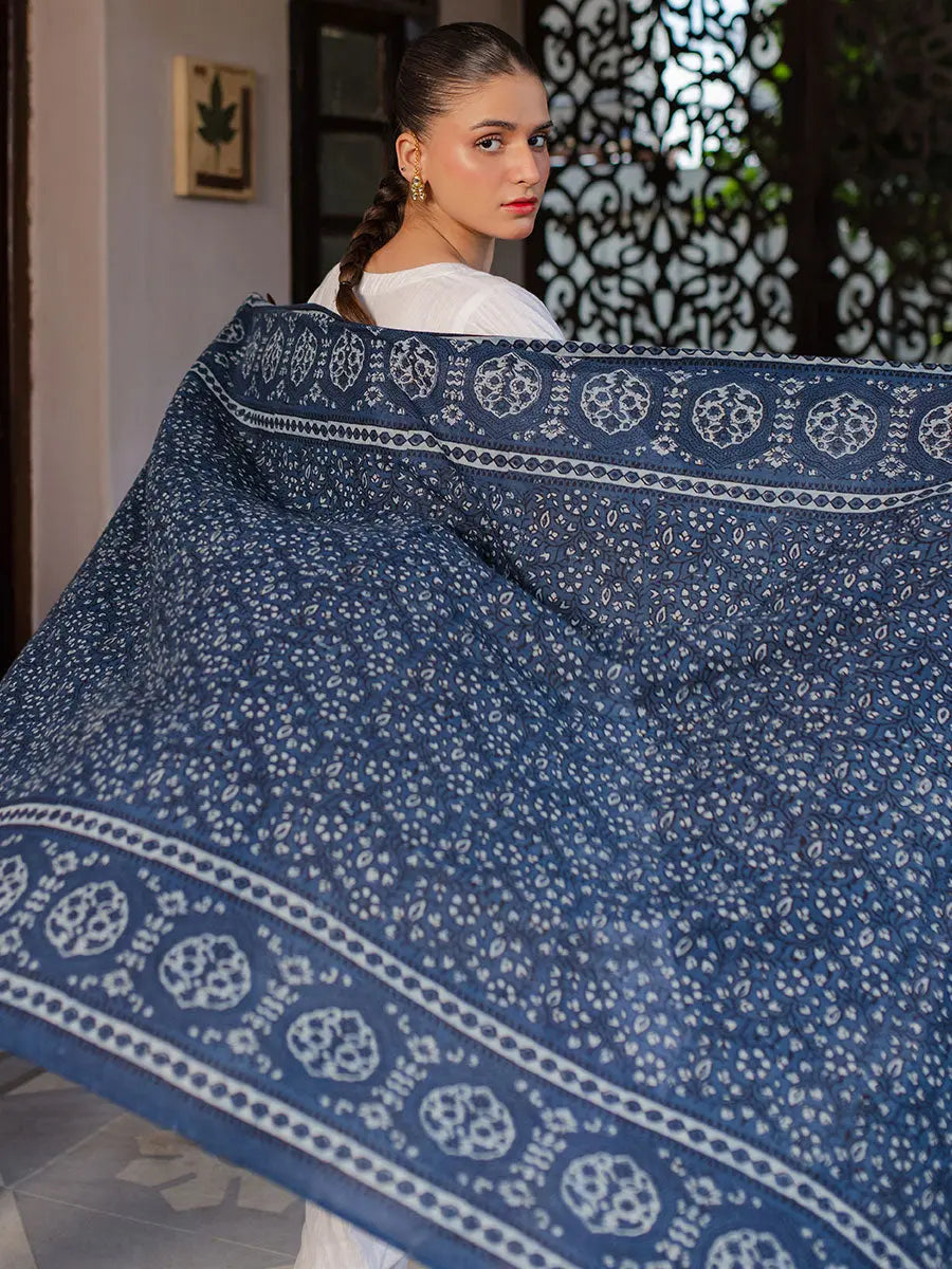 Hiba Ajrak Chaadar - Winter Blue TASSUR Hiba Ajrak Chaadar - Winter Blue TASSUR
