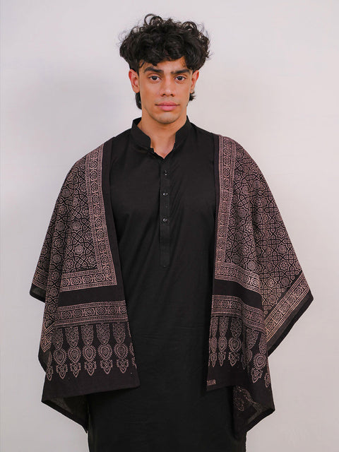 Huda Ajrak Scarf - Black (For Him)