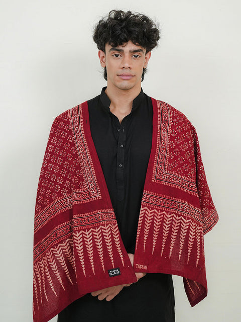 Misal Ajrak Scarf - Maroon (For Him)