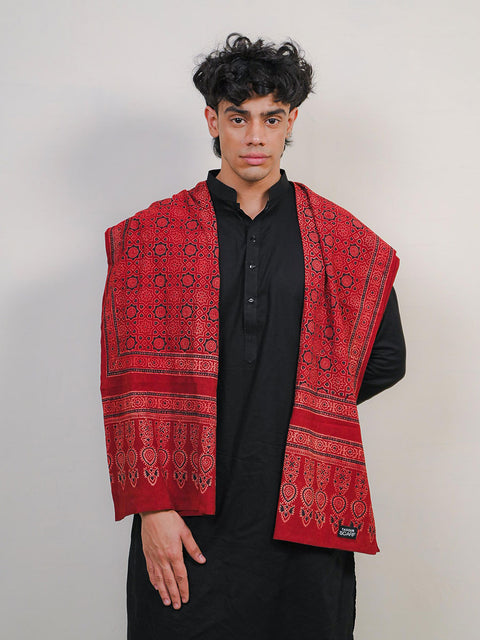 Huda Ajrak Scarf - Maroon (For Him)