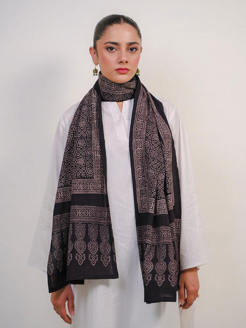 Huda Ajrak Scarf - Black