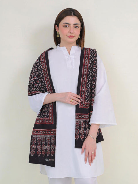 Mohen Ajrak Scarf - Black & Burgandy