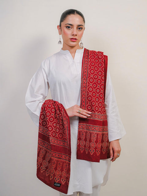 Mohen Ajrak Scarf - Maroon