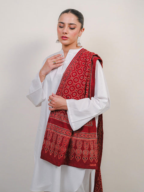 Mohen Ajrak Scarf - Maroon