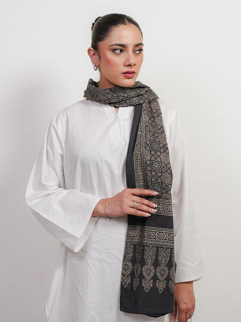 Huda Ajrak Scarf - Grey