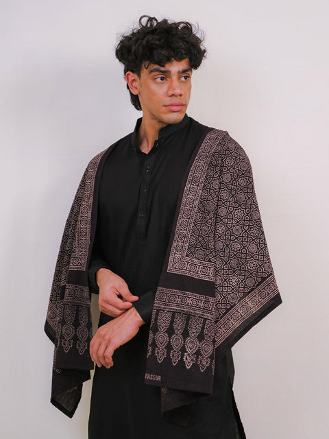 Huda Ajrak Scarf - Black (For Him)