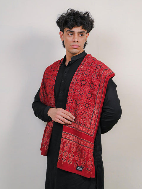 Huda Ajrak Scarf - Maroon (For Him)