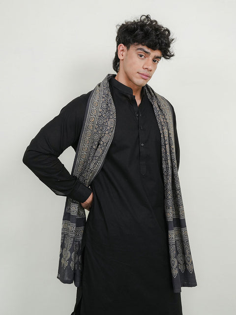 Huda Ajrak Scarf - Grey (For Him)