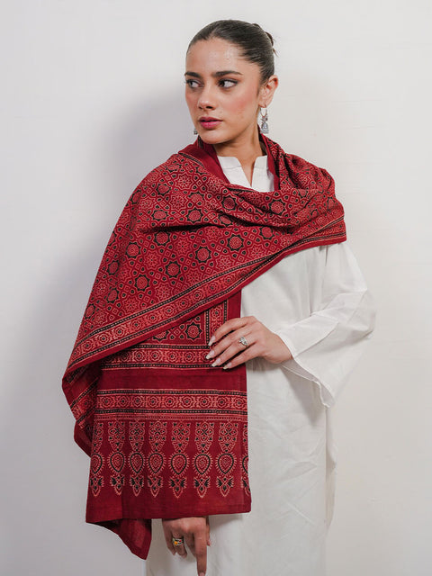 Huda Ajrak Scarf - Maroon