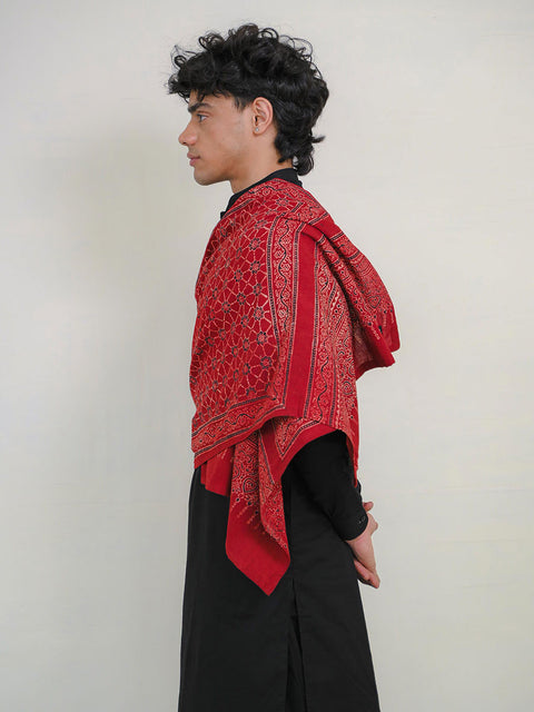 Raga Ajrak Scarf - Maroon (For Him)