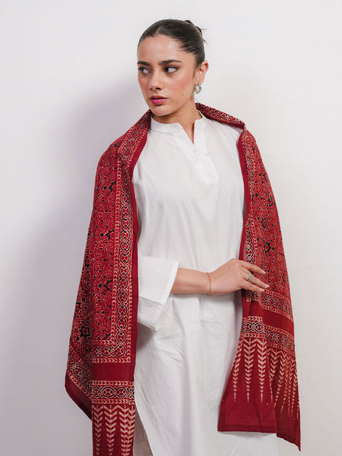 Mauj Ajrak Scarf - Maroon