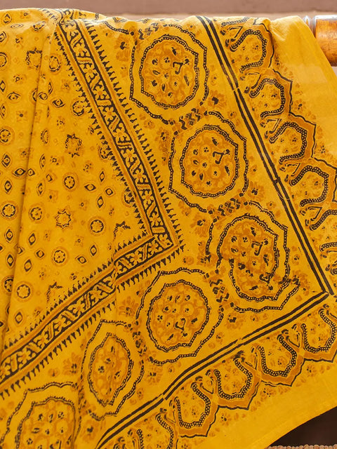 Wabasta Ajrak Chaadar - Yellow