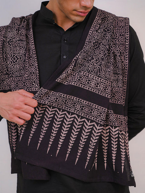 Mauj Ajrak Scarf - Black (For Him)