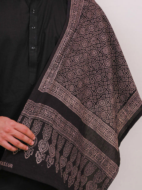 Huda Ajrak Scarf - Black (For Him)