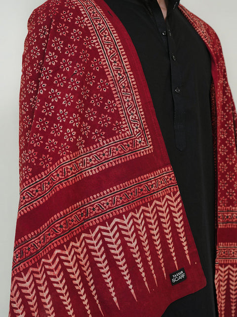 Misal Ajrak Scarf - Maroon (For Him)