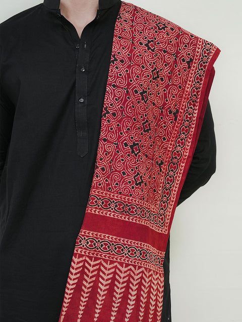 Mauj Ajrak Scarf - Maroon (For Him)