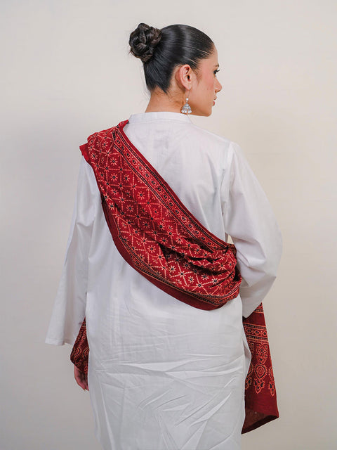 Mohen Ajrak Scarf - Maroon