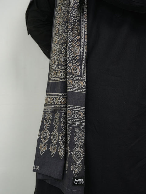 Huda Ajrak Scarf - Grey (For Him)