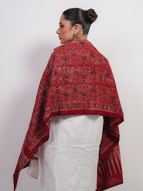 Mauj Ajrak Scarf - Maroon