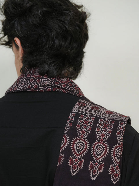 Huda Ajrak Scarf - Black & Burgandy (For Him)