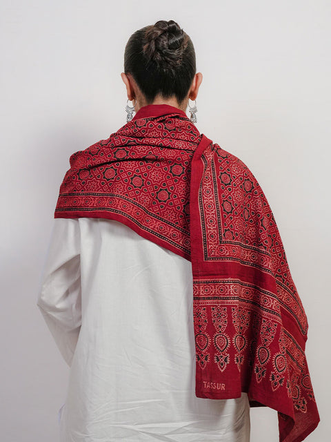 Huda Ajrak Scarf - Maroon