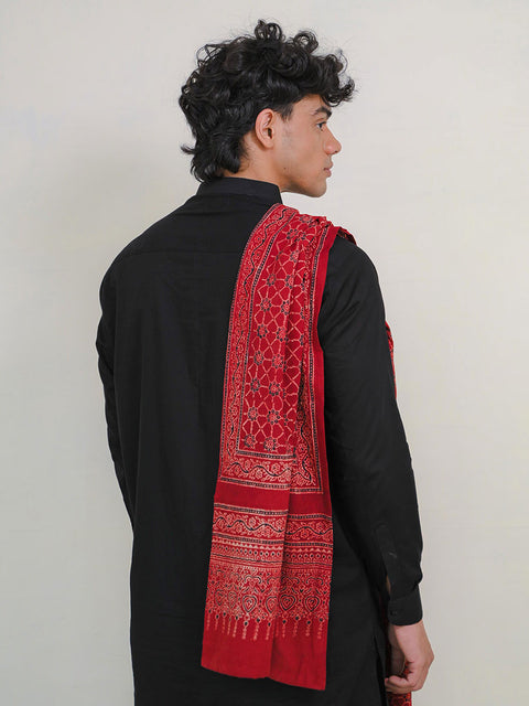 Raga Ajrak Scarf - Maroon (For Him)
