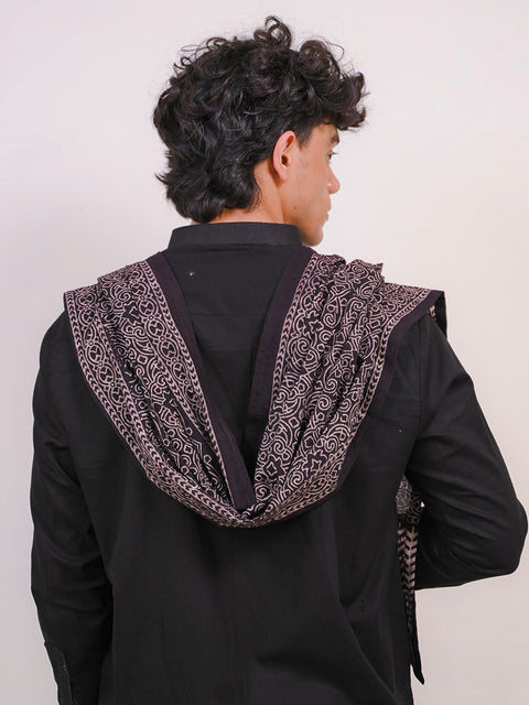 Mauj Ajrak Scarf - Black (For Him)