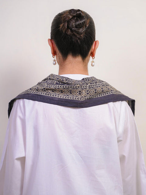Mauj Ajrak Scarf - Grey