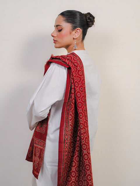 Mohen Ajrak Scarf - Maroon