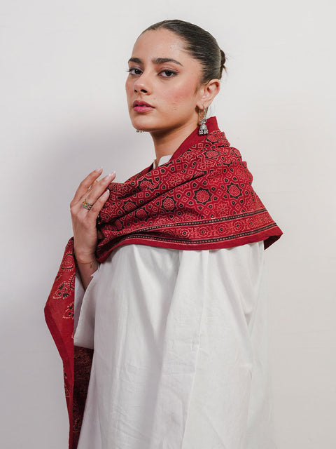 Huda Ajrak Scarf - Maroon