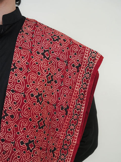 Mauj Ajrak Scarf - Maroon (For Him)