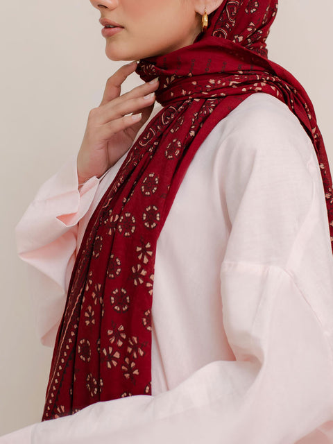 Behnaz Ajrak Hijab - Red Kashi