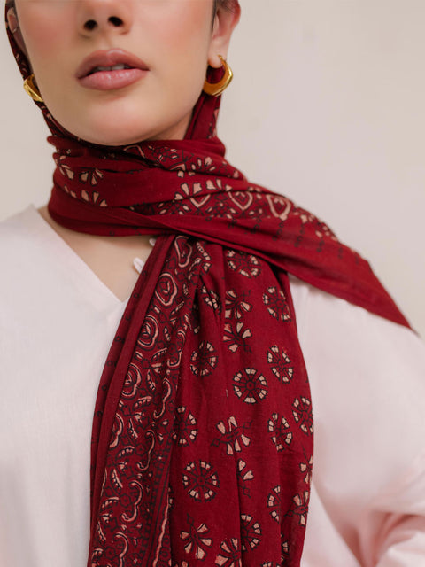 Behnaz Ajrak Hijab - Red Kashi