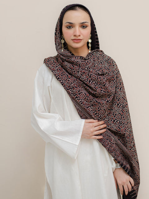 Hiba Ajrak Hijab - Black & Burgandy