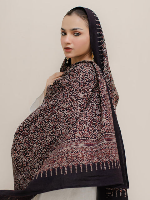 Hiba Ajrak Hijab - Black & Burgandy