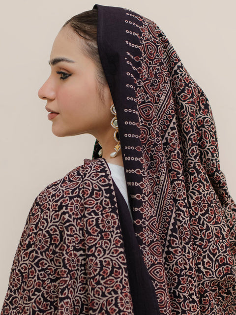 Hiba Ajrak Hijab - Black & Burgandy
