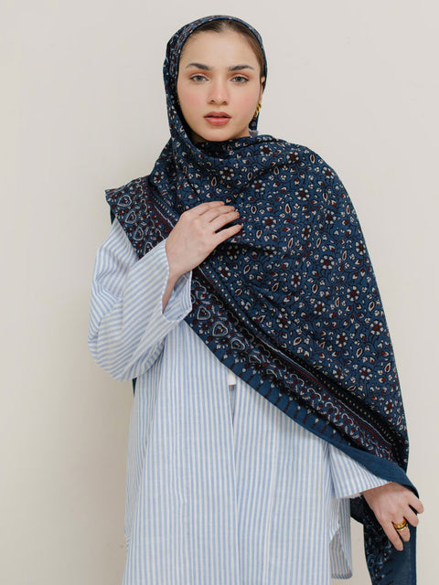 Hiba Ajrak Hijab - Blue Kashi