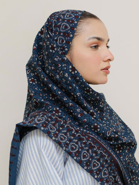 Hiba Ajrak Hijab - Blue Kashi