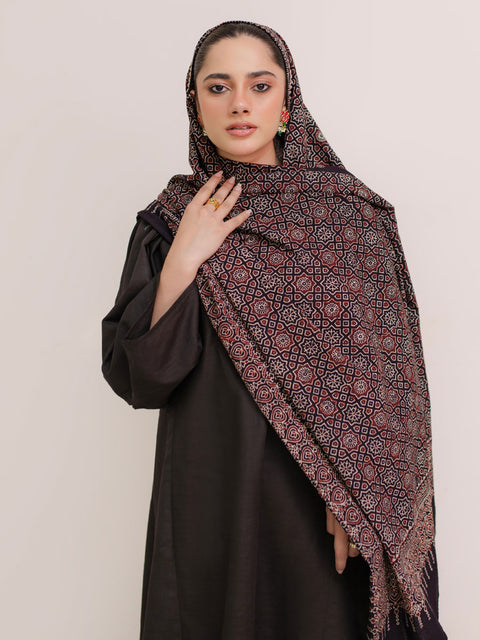 Huda Ajrak Hijab - Black & Burgandy