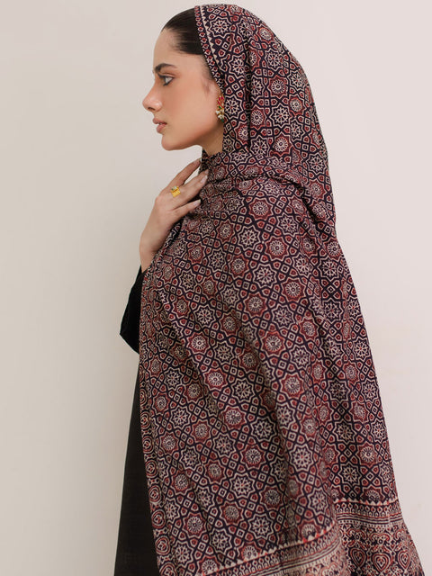Huda Ajrak Hijab - Black & Burgandy