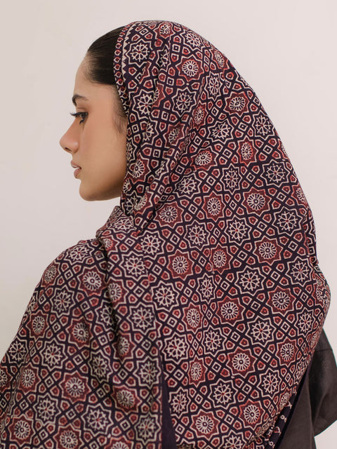 Huda Ajrak Hijab - Black & Burgandy