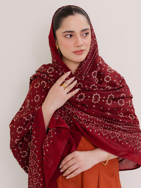 Huda Ajrak Hijab - Red Kashi