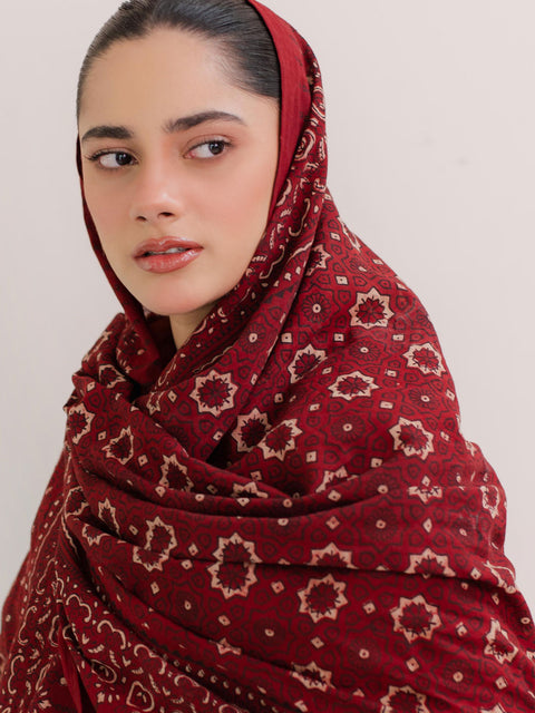 Huda Ajrak Hijab - Red Kashi