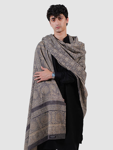 Huda Ajrak Chaadar - Grey (For Him)
