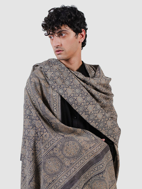 Huda Ajrak Chaadar - Grey (For Him)