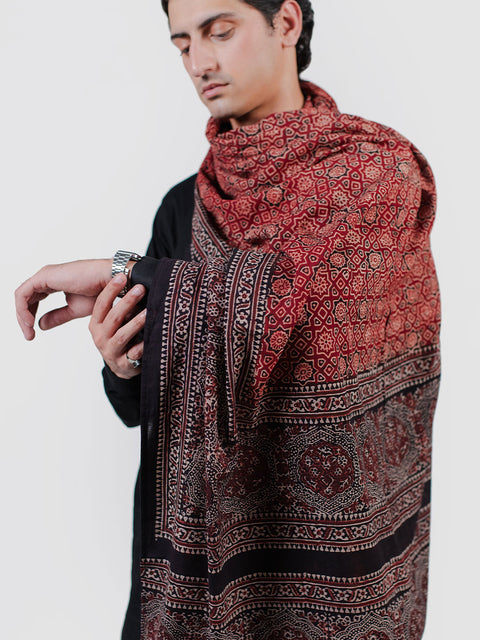 Huda Ajrak Chaadar - Two Tone - Maroon (For Him)