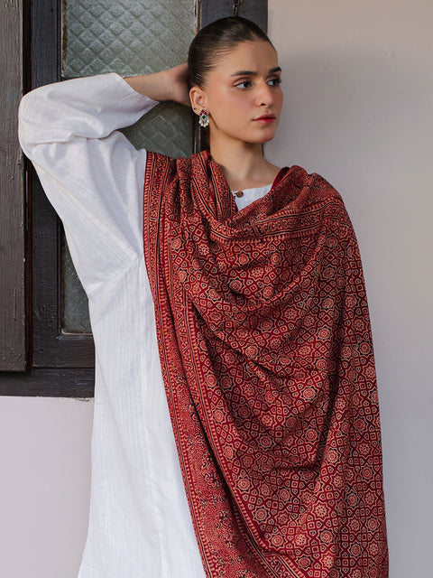 Huda Ajrak Chaadar - Maroon