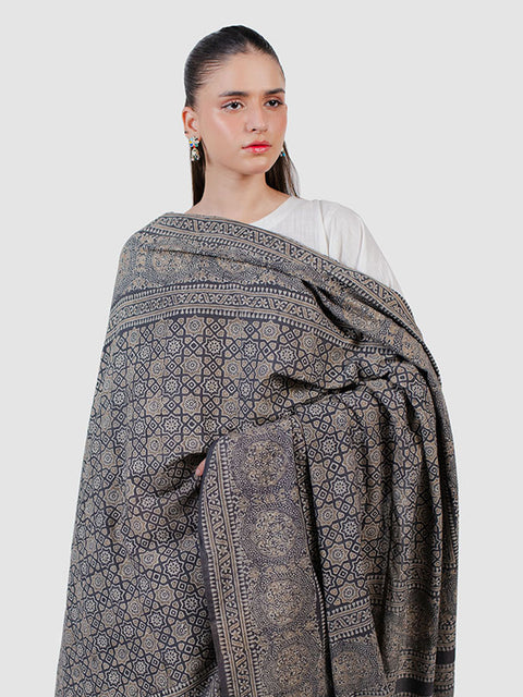 Huda Ajrak Chaadar - Grey