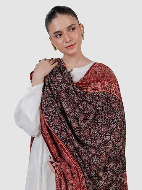 Huda Ajrak Chaadar - Two Tone - Black TASSUR