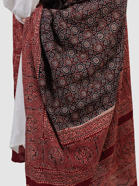 Huda Ajrak Chaadar - Two Tone - Black TASSUR